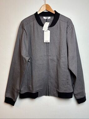 NWT WeSC Men's Large Asphalt Baron Contrast Collar Windbreaker Bomber Jacket